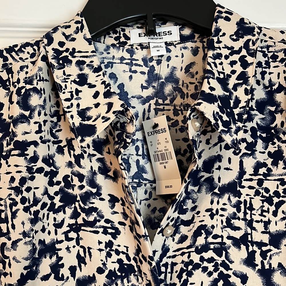 Express Portofino navy/cream print NWT